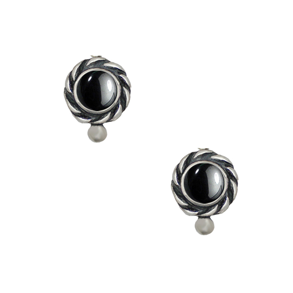 Sterling Silver Petite Hematite Post Stud Earrings